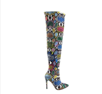 Faux Snake Thigh Boots - Prima Dons & Donnas