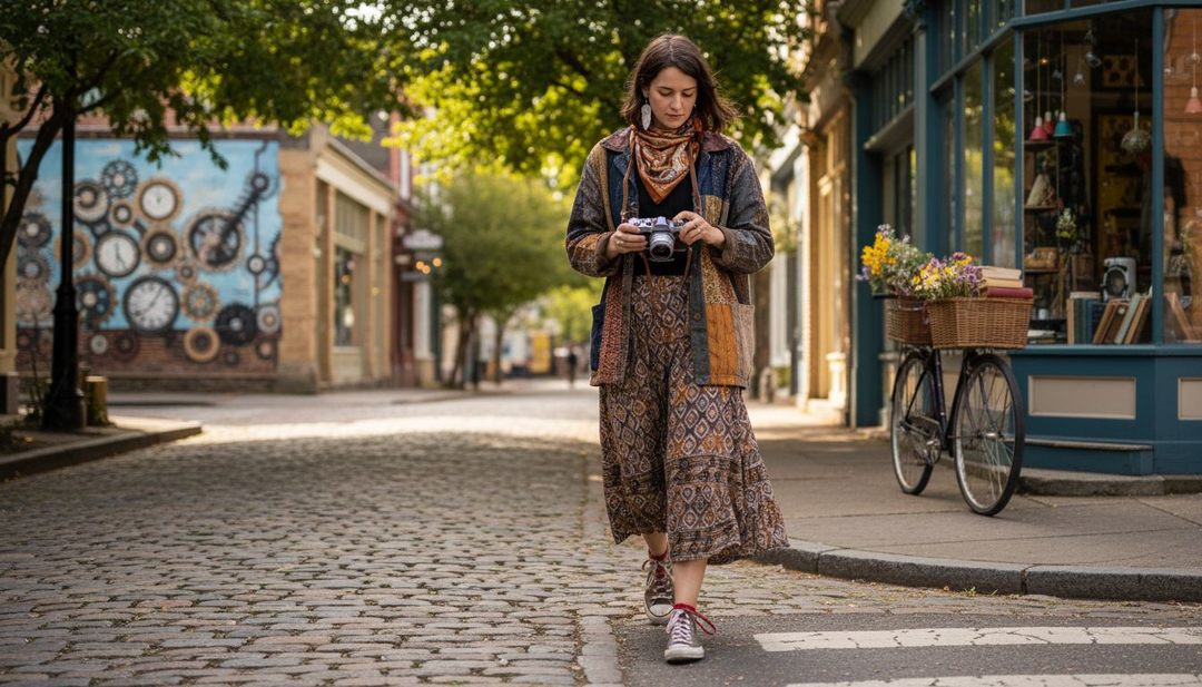 Woman expressing unique style on city street