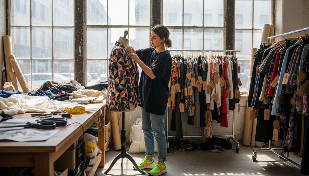 Designer preparing bold ready-to-ship fashion jacket
