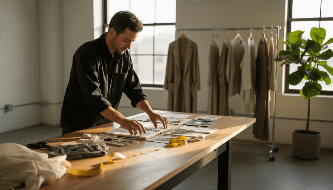 Designer working in ethical fashion studio