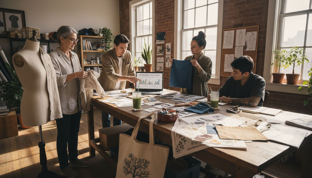 Team working on sustainable fashion designs