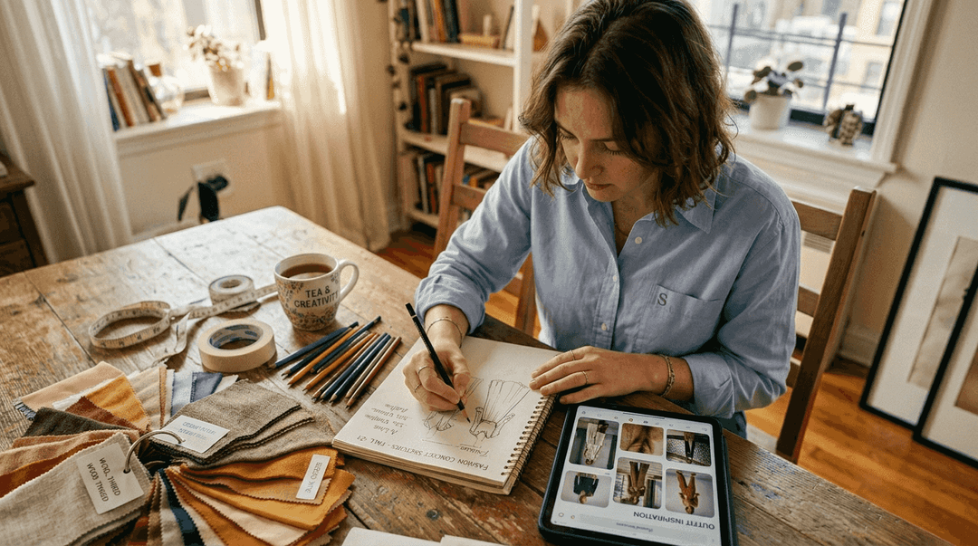 Woman designing custom special occasion outfit