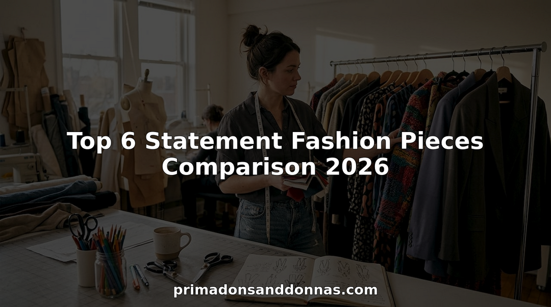 Fashion designer reviewing statement pieces in studio