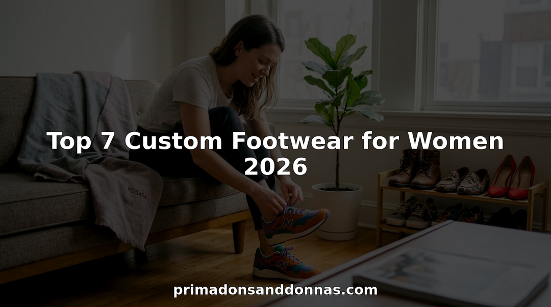 Woman tying custom sneakers in bright living room