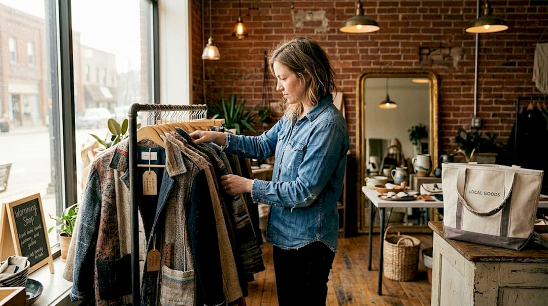 Woman browsing exclusive clothing boutique