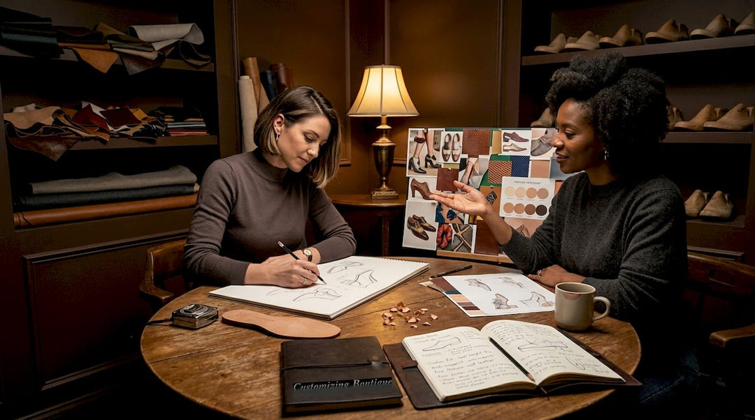 Shoe designer and client collaborate on custom design