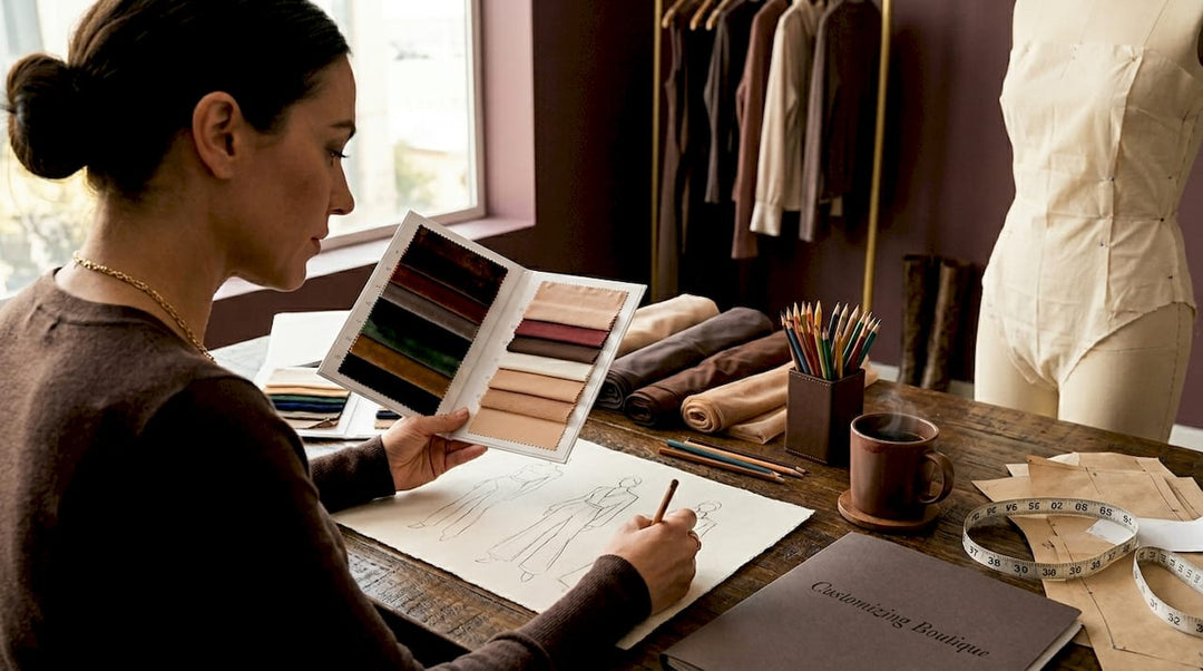 Fashion designer sketching in sunlit studio