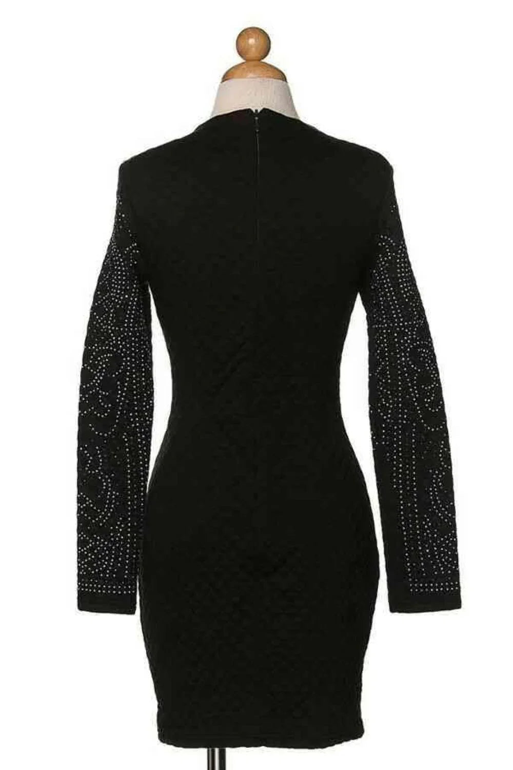 Studded Rhinestone Dress - Mini Length Faux Pearl Bandage Style Cocktail Dress