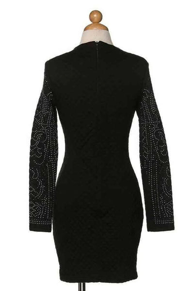 Studded Rhinestone Dress - Mini Length Faux Pearl Bandage Style Cocktail Dress