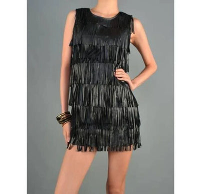 Metallic Fringe Flapper Dress- Prima Dons and Donnas