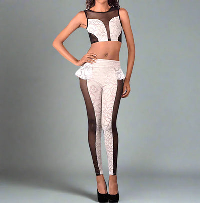 Flay Peplem Pants and Crop Top Two Piece Set- Prima Dons and Donnas