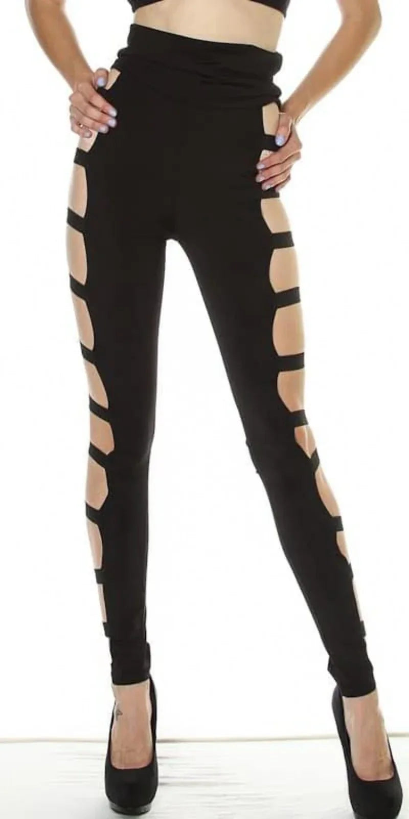 High Waist Side Bands Leggings- Prima Dons and Donnas