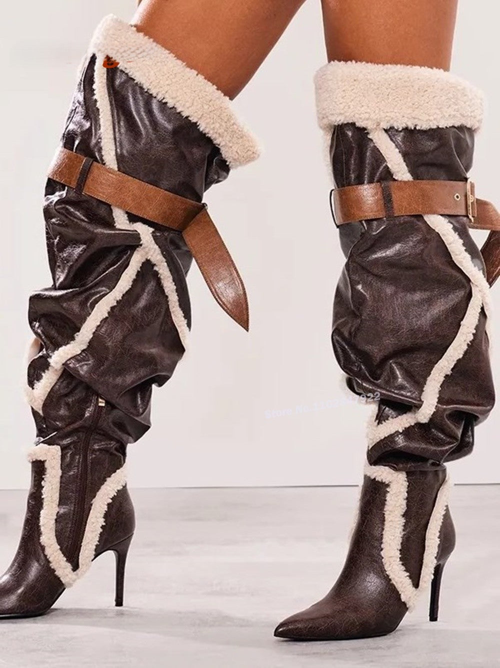 Shearling Thigh High Winter Boots