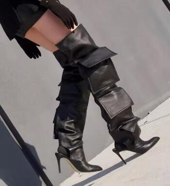 Pocket Over The Knee Boots Sandal Style