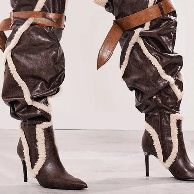 Shearling Thigh High Winter Boots