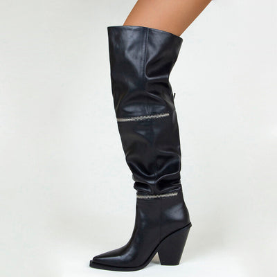 Zipper Over The Knee Boots