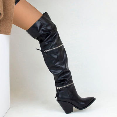 Zipper Over The Knee Boots