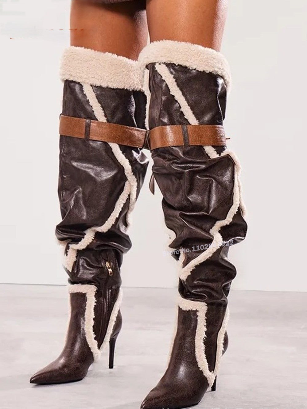 Shearling Thigh High Winter Boots