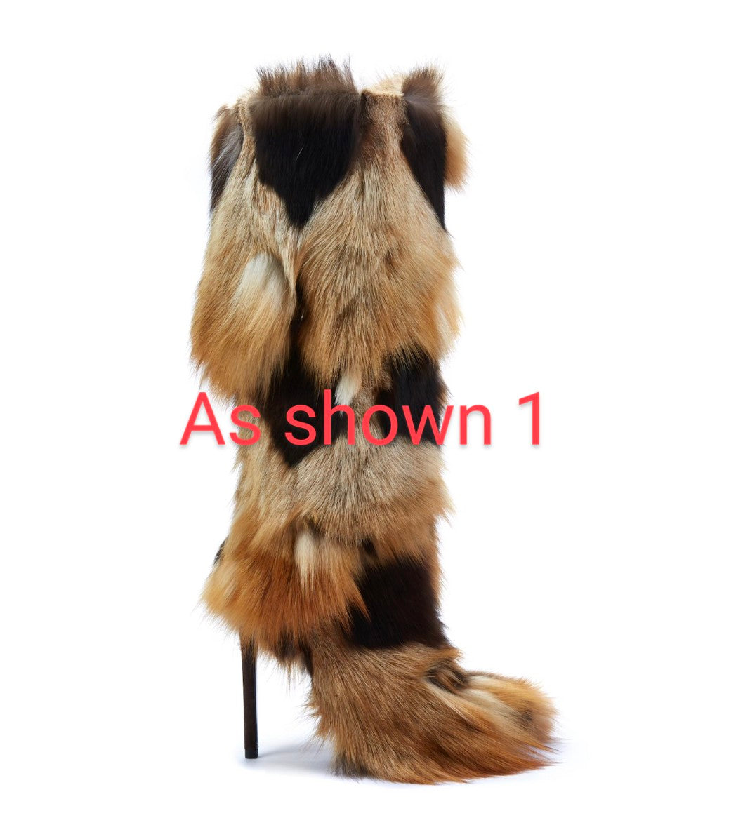 Multi Color Faux Fur Winter Heel Boots