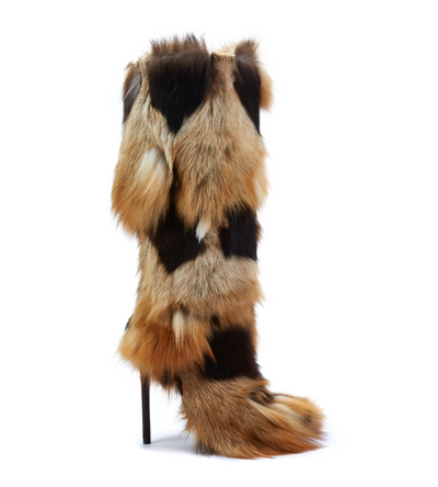 Multi Color Faux Fur Winter Heel Boots