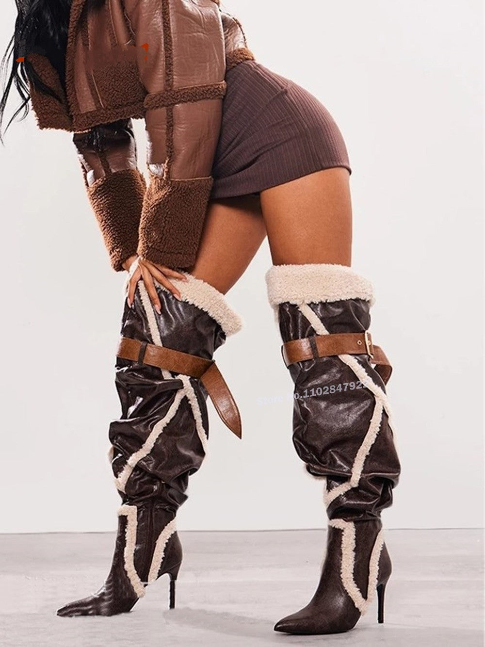 Shearling Thigh High Winter Boots