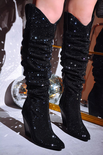 Cowboy Rhinestone Calf Boots