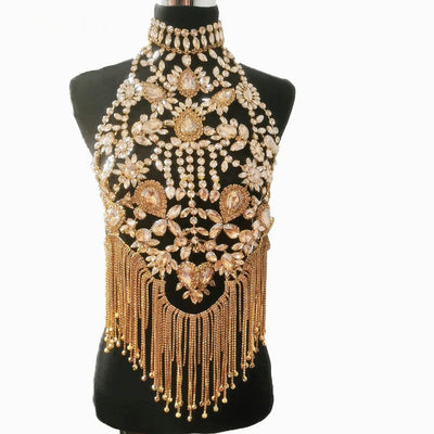 Rhinestone Jewelled Body Chain Top