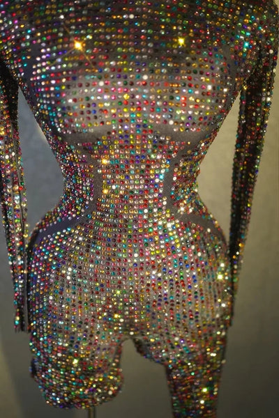 Multi Colors Rhinestone Jumpsuit