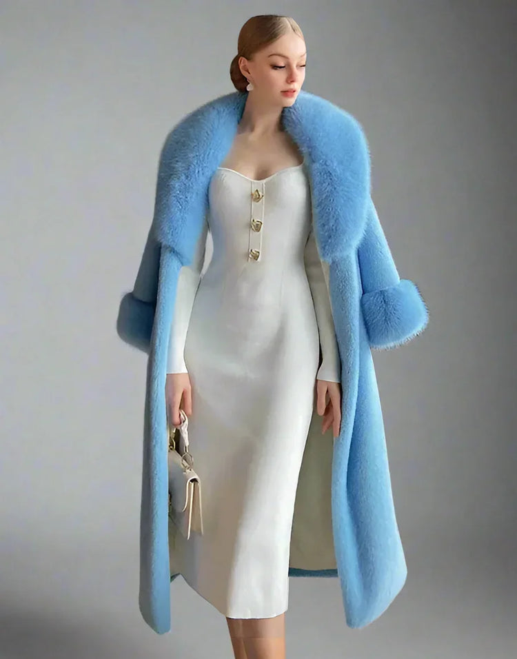 Long Faux Fur Jacket - Prima Dons & Donnas Zipper Detail Medium / White Long Faux Fur Jacket - Prima Dons & Donnas Zipper Detail Medium / White