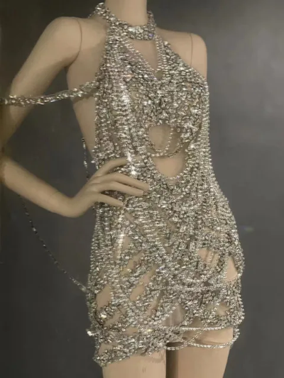 Luxury Crystal Chain Dress