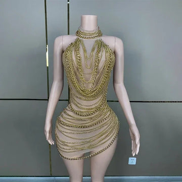 Body Chain Mini Dress - Adjustable Metal Chain by Prima Dons Prima Dons & Donnas Body Chain Mini Dress - Adjustable Metal Chain by Prima Dons Prima Dons & Donnas