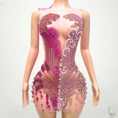 Rhinestones Mini Dress 5(Ready To Ship)