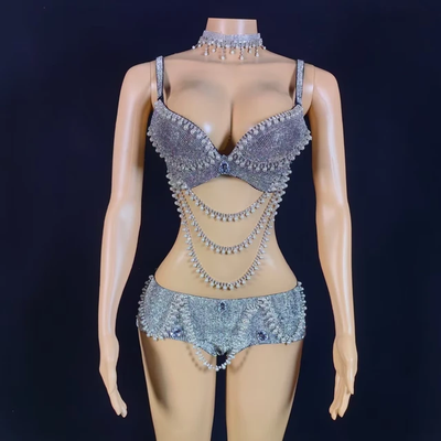 Custom Rhinestone Bra Set 1