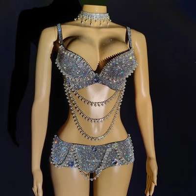 Custom Rhinestone Bra Set 1