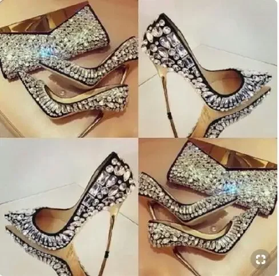 Pumps Rhinestone Studded Heel 2