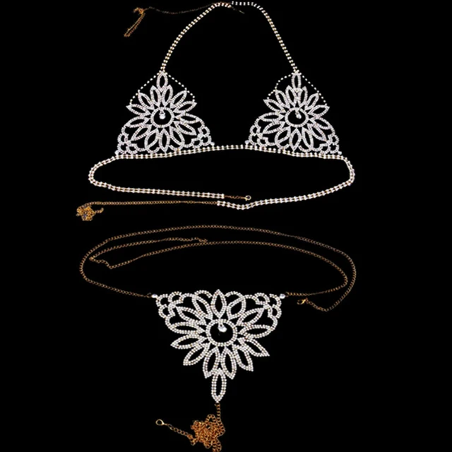 Rhinestone Chain Bra Set 2