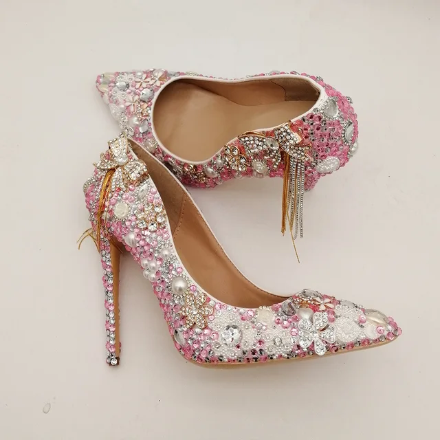 Wedding Pumps Rhinestone Pearl Heel