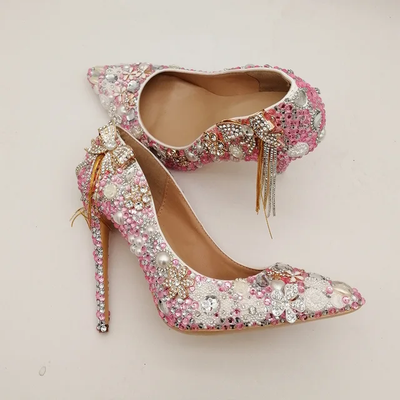 Wedding Pumps Rhinestone Pearl Heel