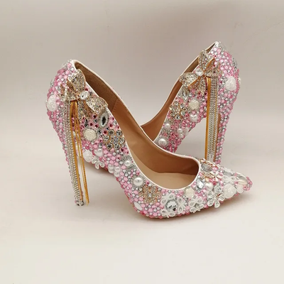 Wedding Pumps Rhinestone Pearl Heel