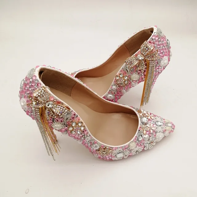 Wedding Pumps Rhinestone Pearl Heel