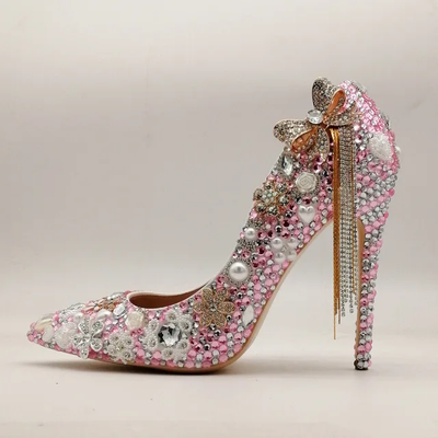 Wedding Pumps Rhinestone Pearl Heel