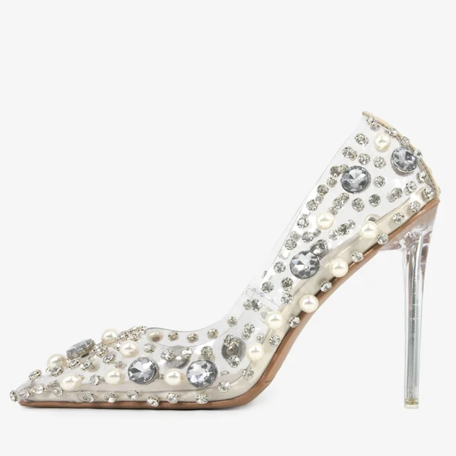 Wedding Pumps Rhinestone Pearl Heel 2