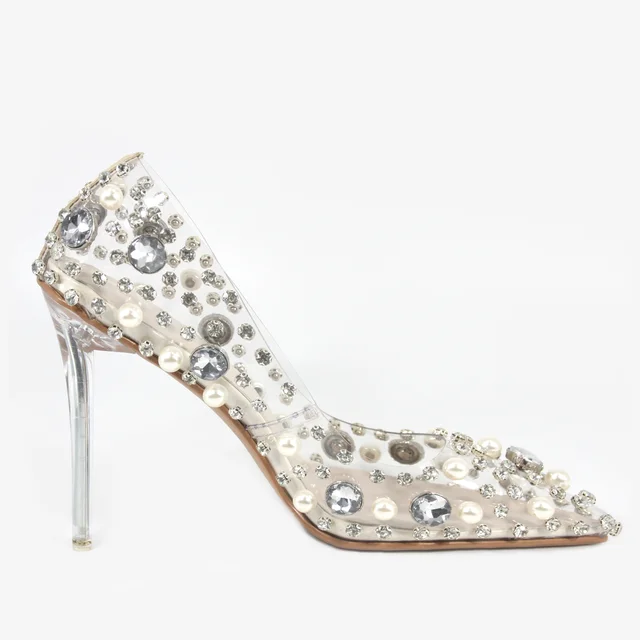 Wedding Pumps Rhinestone Pearl Heel 2