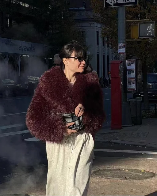 Fluffy Crop or Full Length Mongolian Faux Fur Coat