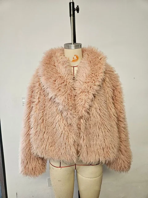 Fluffy Crop or Full Length Mongolian Faux Fur Coat