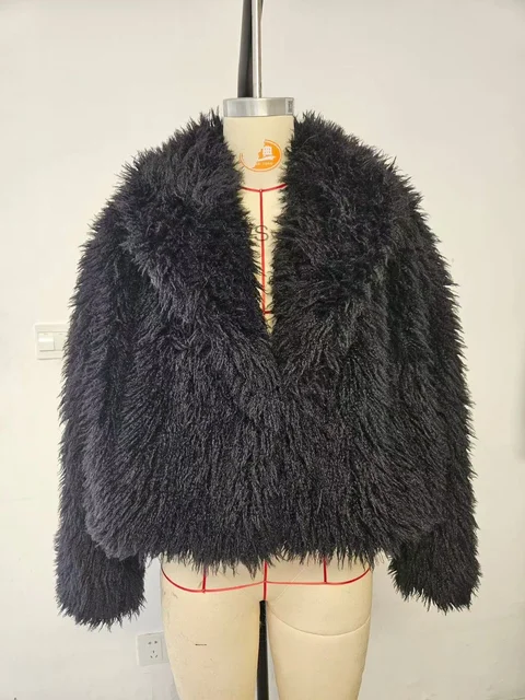 Fluffy Crop or Full Length Mongolian Faux Fur Coat