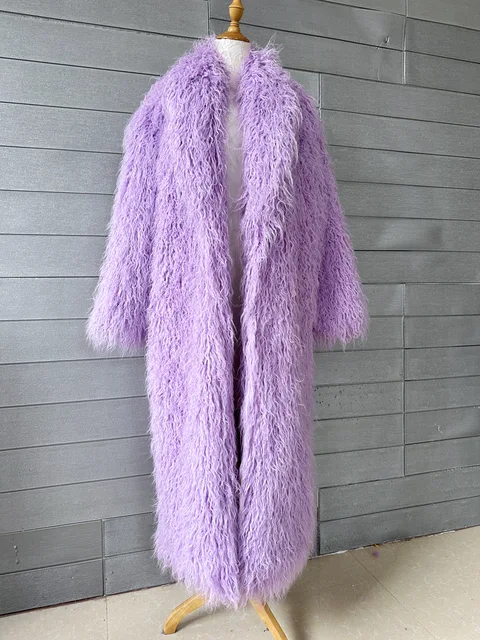 Fluffy Crop or Full Length Mongolian Faux Fur Coat