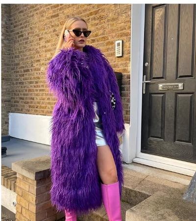 Fluffy Crop or Full Length Mongolian Faux Fur Coat