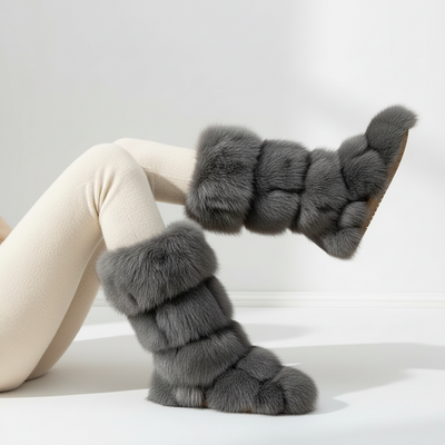Fur Winter Boots - Calf Fur Boots | Custom Size Cozy Footwear