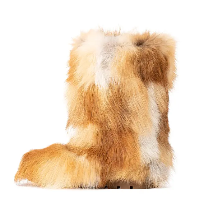 Multi Color Faux Fur Winter Flat Boots